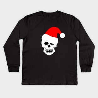 SKULL Christmas Hat. Kids Long Sleeve T-Shirt